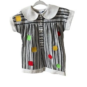 Nannette Vintage 1990's Black, White and Colorful patches Peter Pan Collar 3T